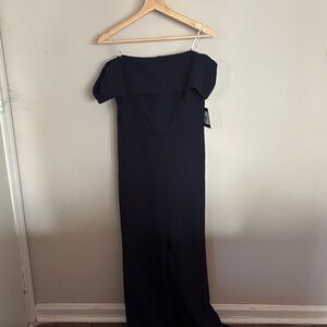 MARINA Off-Shoulder Navy Jumpsuit